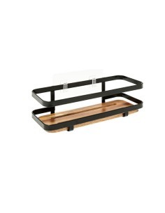 Mensola da bagno in metallo e legno, 25,5x10x8 cm – Design compatto e resistente