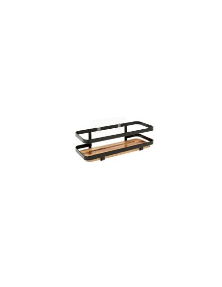 Mensola da bagno in metallo e legno, 25,5x10x8 cm – Design compatto e resistente