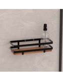 Mensola da bagno in metallo e legno, 25,5x10x8 cm – Design compatto e resistente