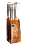 Blocco Coltelli Silver Precision 5 Pezzi con Supporto in Legno di Acacia – H. 22 x L. 10 cm