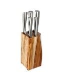 Blocco Coltelli Silver Precision 5 Pezzi con Supporto in Legno di Acacia – H. 22 x L. 10 cm