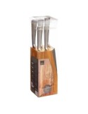 Blocco Coltelli Silver Precision 5 Pezzi con Supporto in Legno di Acacia – H. 22 x L. 10 cm