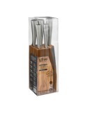 Blocco Coltelli Silver Precision 5 Pezzi con Supporto in Legno di Acacia – H. 22 x L. 10 cm