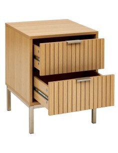 Comodino "Tasso" 2 cassetti, dimensioni L. 40 x P. 40 x H. 52,5 cm, peso 11,450 kg, design compatto, camera da letto, pratico