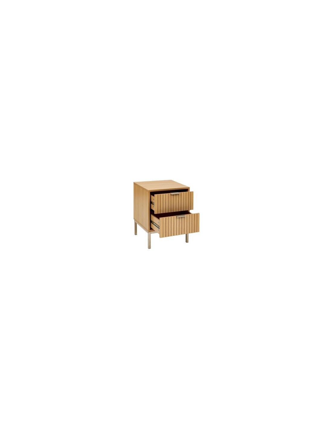 Comodino "Tasso" 2 cassetti, dimensioni L. 40 x P. 40 x H. 52,5 cm, peso 11,450 kg, design compatto, camera da letto, pratico