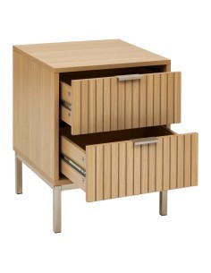 Comodino "Tasso" 2 cassetti, dimensioni L. 40 x P. 40 x H. 52,5 cm, peso 11,450 kg, design compatto, camera da letto, pratico