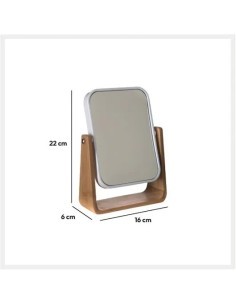 Specchio Natureo 16 cm x 22 cm, cornice in bambù, dimensioni L. 16 x H. 22 x P. 6 cm, stile naturale, bagno, camera da letto