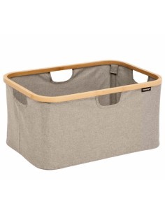 Cestino portaoggetti pieghevole 57x37x27 cm, poliestere e bambù, contenitore salvaspazio, cestino organizer, pieghevole, pratico