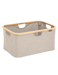 Cestino portaoggetti pieghevole 57x37x27 cm, poliestere e bambù, contenitore salvaspazio, cestino organizer, pieghevole, pratico