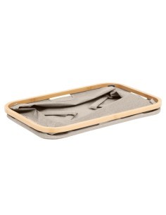 Cestino portaoggetti pieghevole 57x37x27 cm, poliestere e bambù, contenitore salvaspazio, cestino organizer, pieghevole, pratico