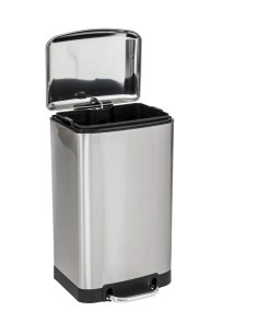 Ariane bidone per rifiuti in acciaio inox 20 litri, dimensioni L. 53,3 x l. 30 x h. 30 cm, resistente, moderno, bagno, cucina
