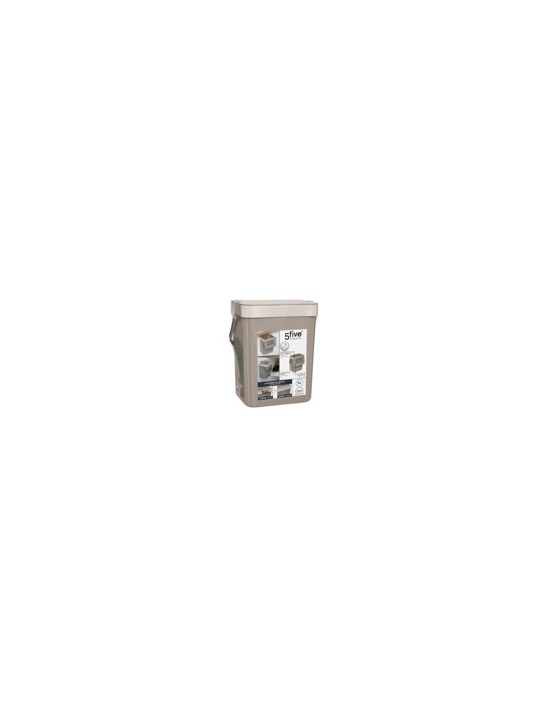 Bidone per il compost 5 litri in plastica color talpa, dimensioni L. 24,5 x P. 18,7 x H. 14,5 cm, leggero, ecologico, pratico