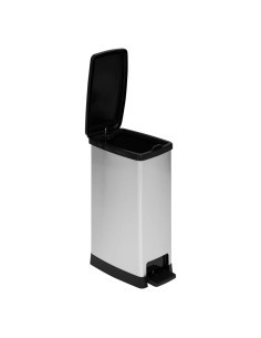 Bidone della spazzatura sottile 40 litri in plastica grigia, dimensioni L. 39 x P. 23,5 x A. 59 cm, leggero, resistente