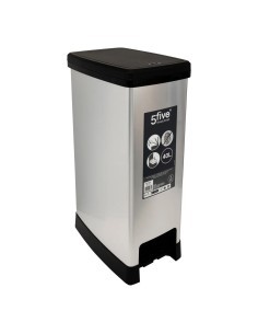 Bidone della spazzatura sottile 40 litri in plastica grigia, dimensioni L. 39 x P. 23,5 x A. 59 cm, leggero, resistente