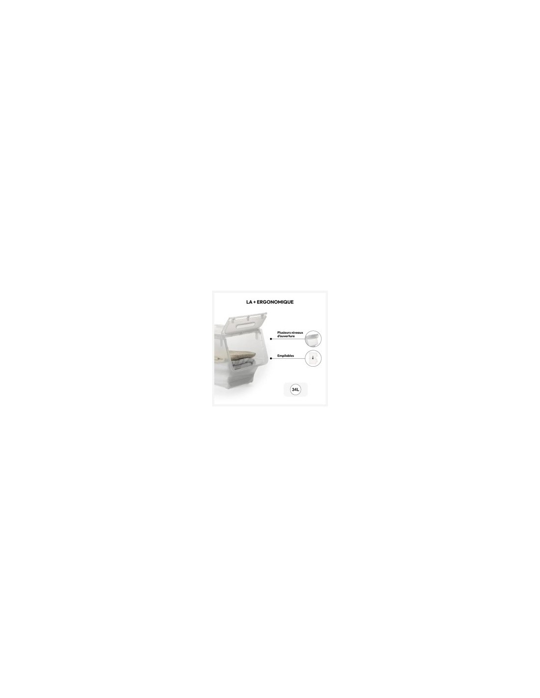 Box con apertura frontale 34L, dimensioni L. 38 x P. 45,5 x H. 31 cm, pratico e spazioso, ideale per organizzazione domestica