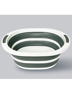 Bacinella a scomparsa da 8 litri con tappo di scarico, grigio e bianco, dimensioni L. 40 x l. 31,5 x h. 14,5 cm