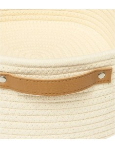 Cestino decorativo Duo Woven 1° misura, poliestere crema, elegante e resistente per casa