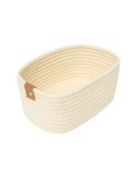 Cestino Duo 2° misura poliestere crema 35x25x12 cm, con manici in similpelle, elegante e pratico per l'organizzazione