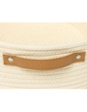Cestino Duo 2° misura poliestere crema 35x25x12 cm, con manici in similpelle, elegante e pratico per l'organizzazione