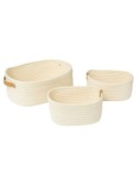 Cestino Duo 2° misura poliestere crema 35x25x12 cm, con manici in similpelle, elegante e pratico per l'organizzazione