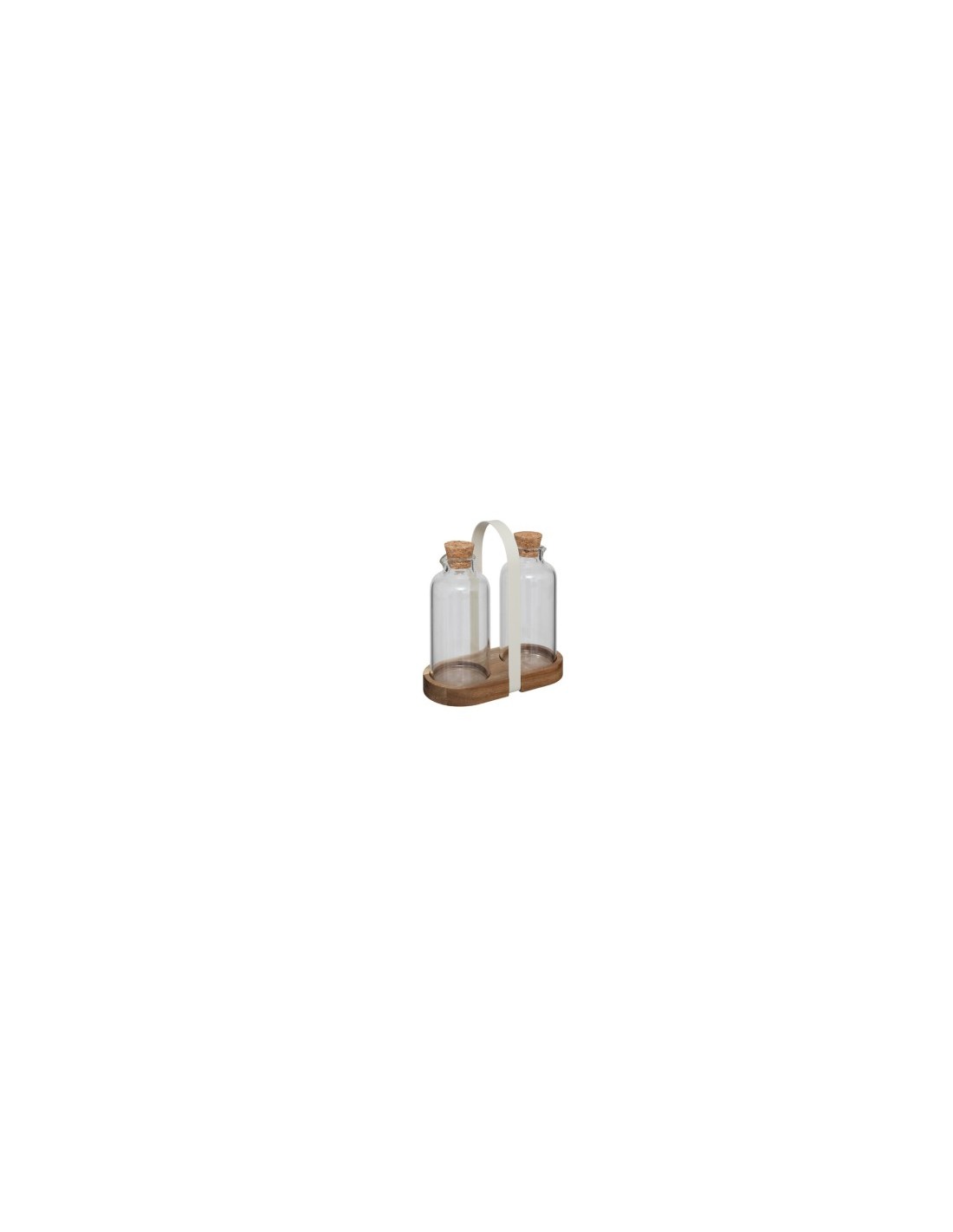 Set olio e aceto Harmony in vetro boro, acacia e ferro, L. 19 x l. 17 x h. 8 cm, elegante e pratico