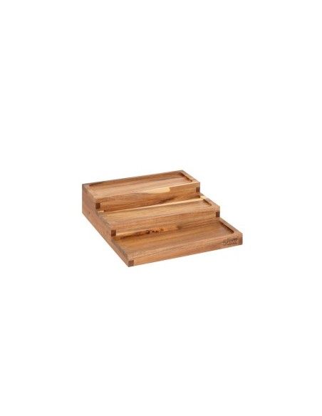 Espositore per spezie con 9 barattoli in acacia, dimensioni L.23 x P.24 x H.15 cm