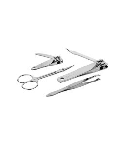 Set Manicure 4 Pezzi in Acciaio: Tagliaunghie, Forbici, Pinzetta, Pratico e Resistente
