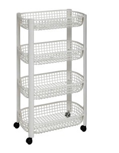 Carrello 4 Piani Bianco, Pratico e Compatto, Dimensioni 46,5 x 26 x 78,8 cm