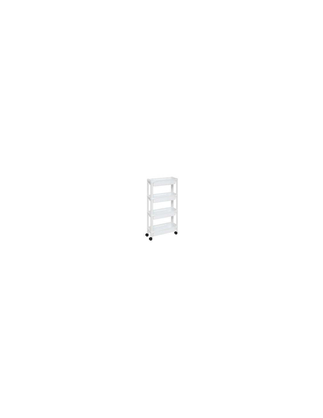 Carrello 4 Ripiani Bianco, Dimensioni 37,5x15x79 cm, con Ruote e Spazio Ottimizzato