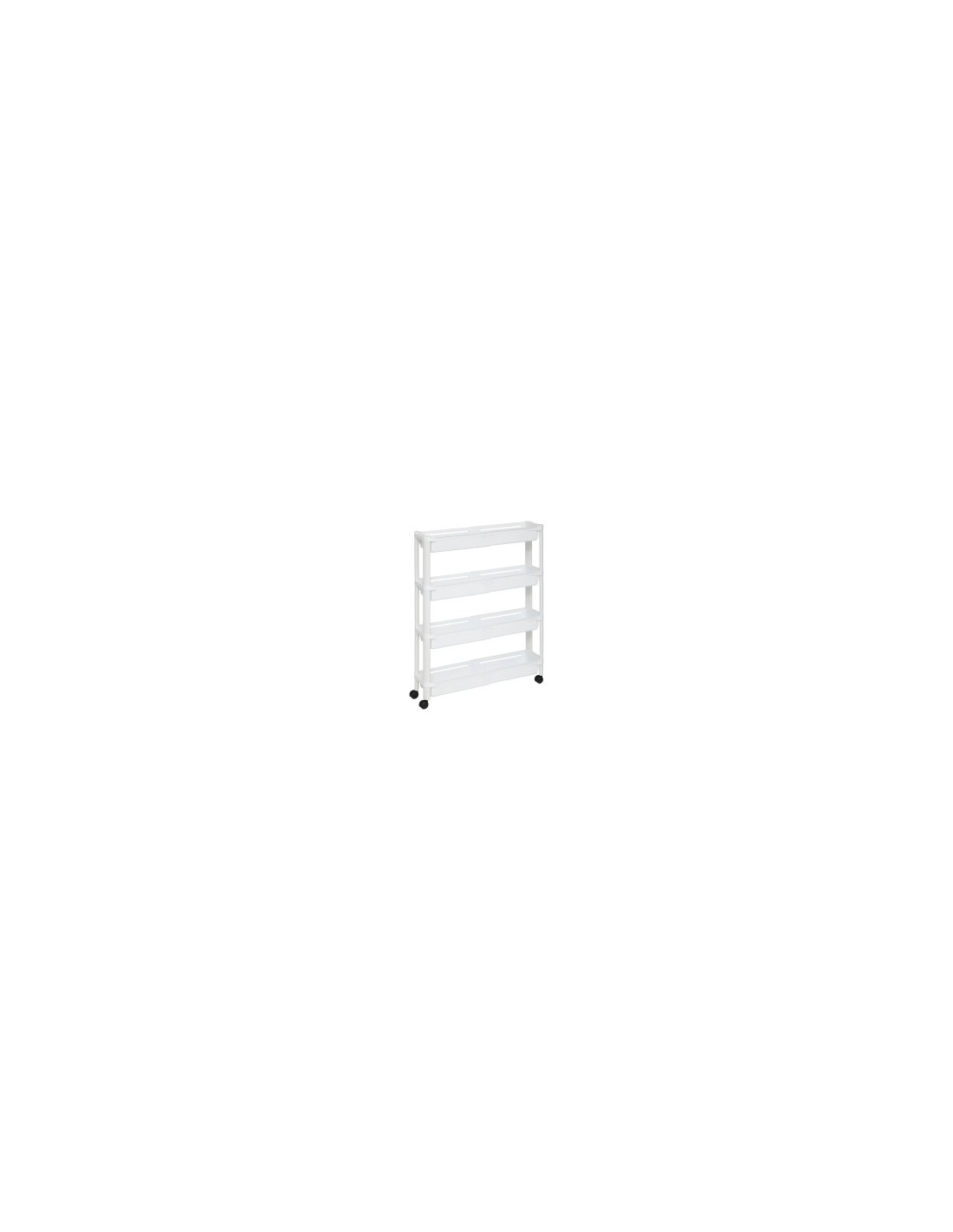 Carrello 4 Ripiani Bianco, Dimensioni 37,5x15x79 cm, con Ruote e Spazio Ottimizzato