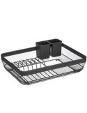 Scolapiatti Maya in Metallo Nero, Organizzatore Cucina 43x32x13,5 cm, Scolapiatti in Metallo Resistente