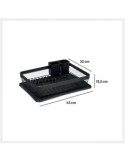 Scolapiatti Maya in Metallo Nero, Organizzatore Cucina 43x32x13,5 cm, Scolapiatti in Metallo Resistente