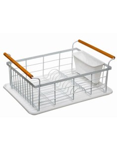 Scolapiatti Modern Color Bianco, Organizzatore Cucina 43x32x18,5 cm, Scolapiatti Elegante, Accessori Cucina