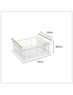 Scolapiatti Modern Color Bianco, Organizzatore Cucina 43x32x18,5 cm, Scolapiatti Elegante, Accessori Cucina