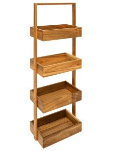 Scaffale Acacia 4 Livelli, 88x26,8x16 cm, Elegante e Funzionale per Ogni Ambiente