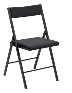 Sedia Pieghevole in Velluto Nero, Sedia Comoda e Elegante per Casa e Ufficio