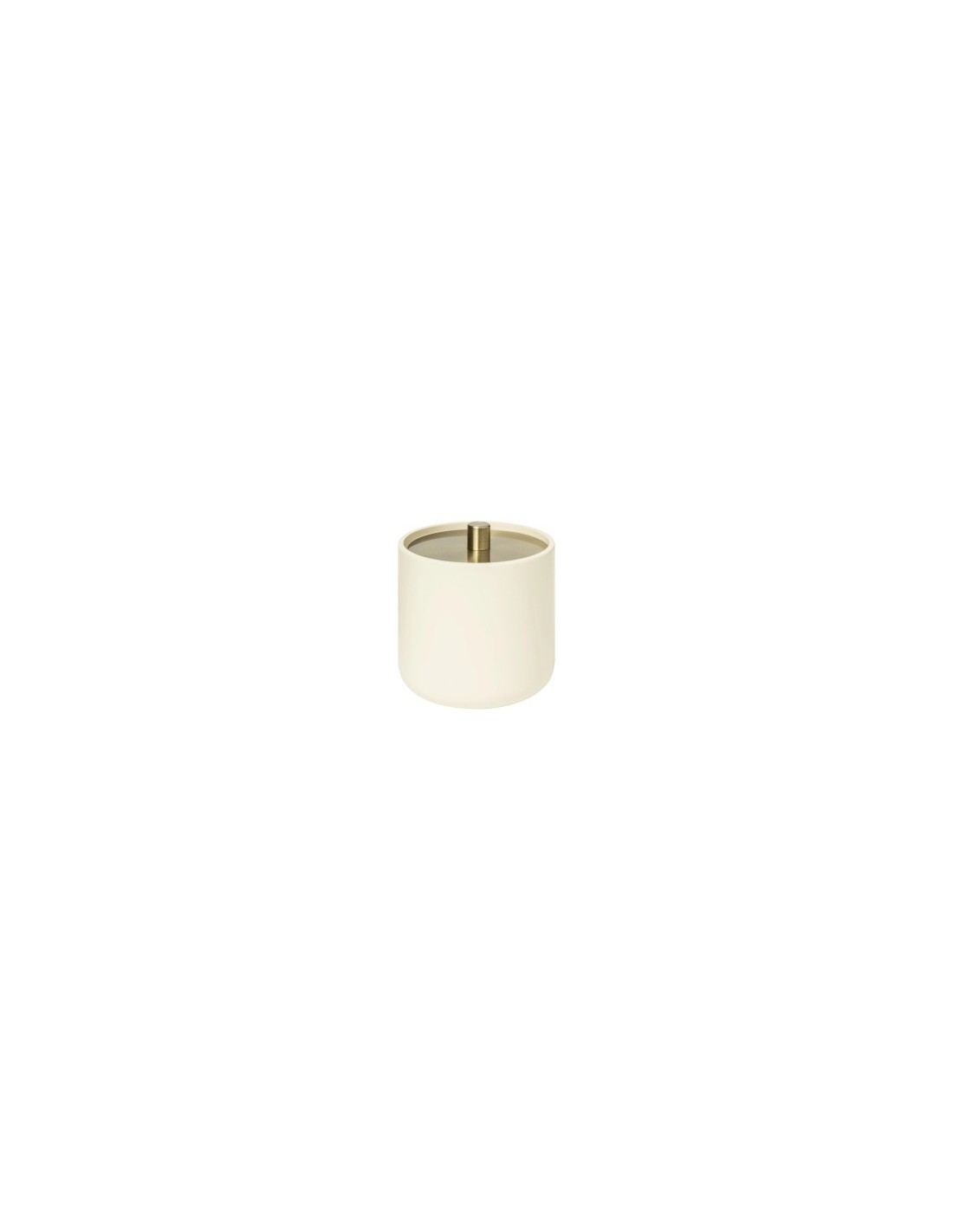 Barattolo Cotton Fioc Resina Beige 10x11cm con Dettagli in Ferro, Elegante Contenitore per Bagno