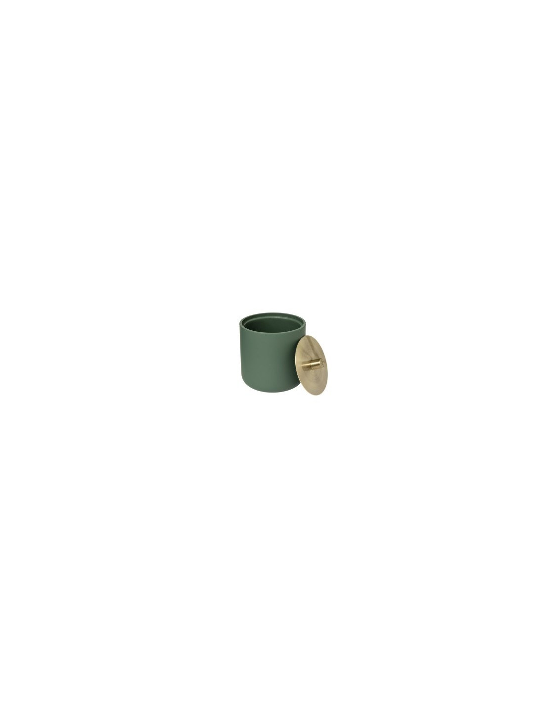 Barattolo Cotton Fioc Resina Verde 10x11cm con Dettagli in Ferro, Contenitore Elegante per Bagno