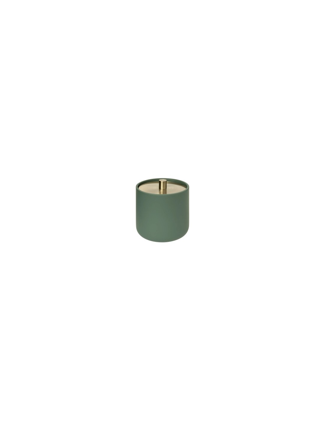 Barattolo Cotton Fioc Resina Verde 10x11cm con Dettagli in Ferro, Contenitore Elegante per Bagno