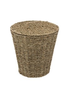 Cestino per il bagno in Erba Marina 9L, Contenimento 3L, Colore Marrone, Diametro 26,5 cm, Altezza 30,5 cm