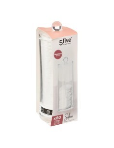 Dispenser 80 Dischetti Cotone, Design Compatto, Altezza 20 cm, Leggero, Materiale Resistente