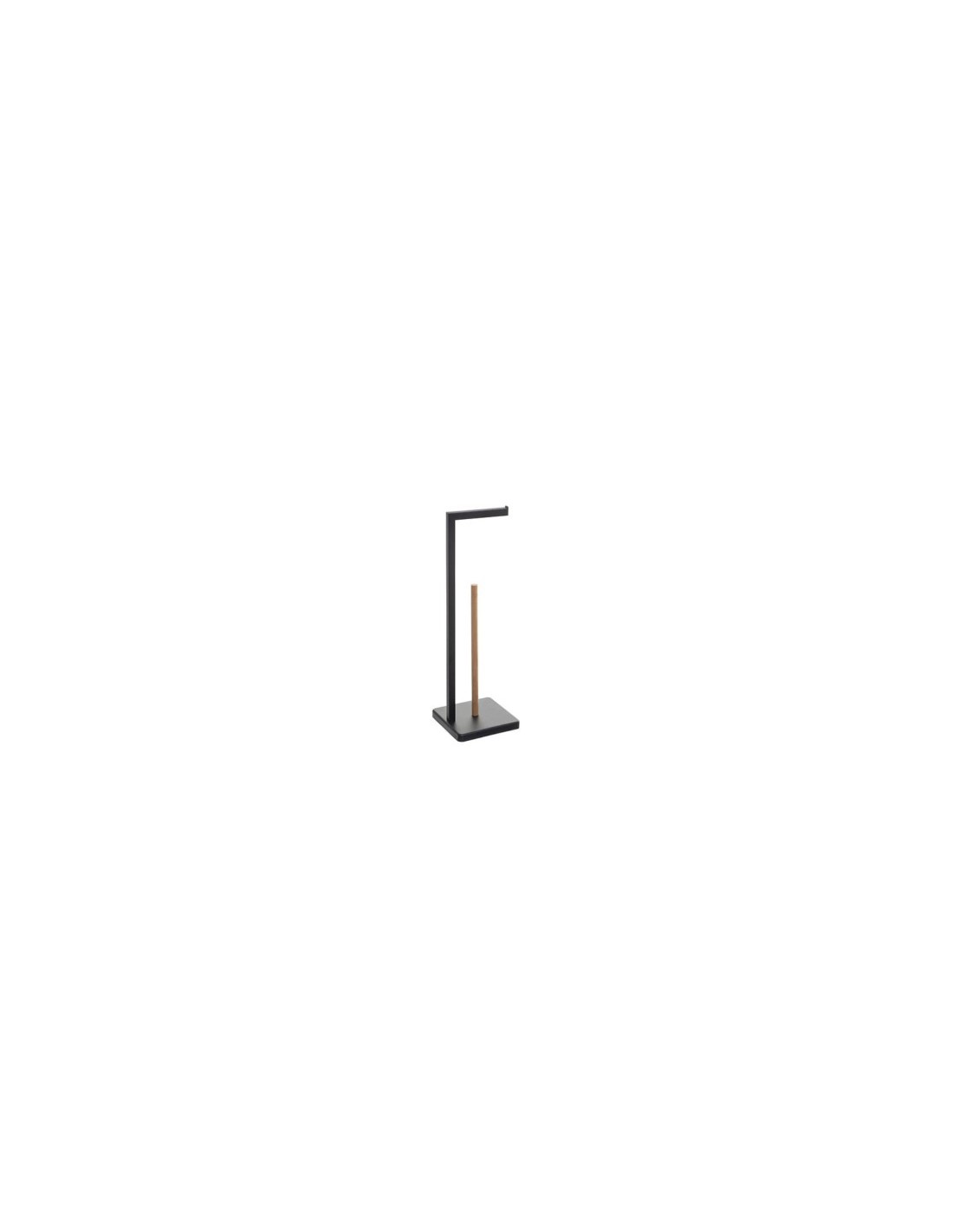 Portarotolo Metallo e Bambù H65 cm Nero, Moderno ed Elegante, Accessorio Bagno Funzionale
