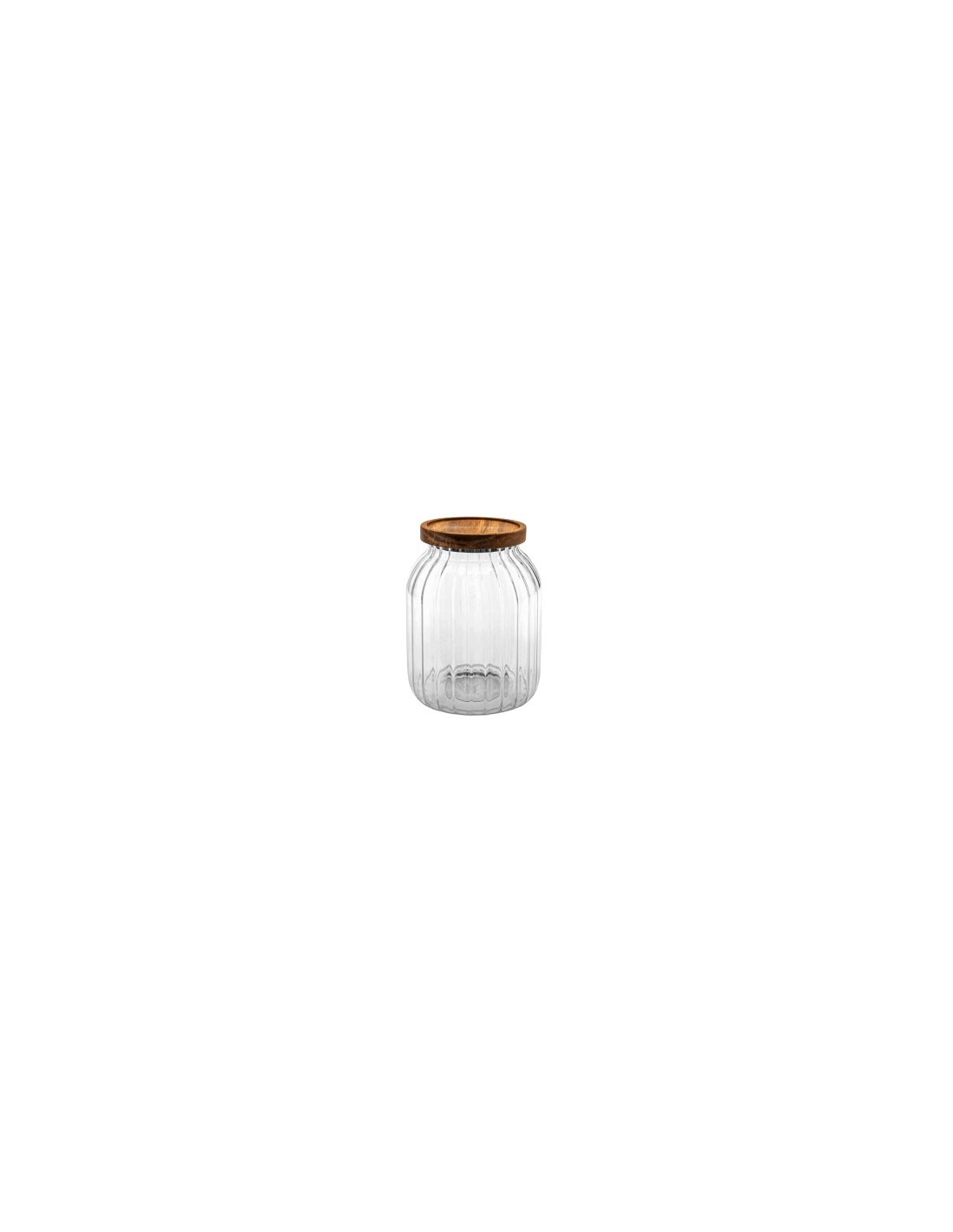 Barattolo Harmony 2L, Vetro e Acacia, Elegante Contenitore per Alimenti, Design Naturale, 19x14x14 cm