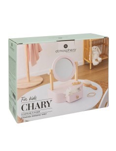 Specchiera Chary Rose 22x16 cm con Cassetto in MDF E1 e Pino, Design Elegante per il Tuo Ambiente