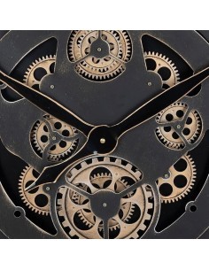 Orologio Industriale Nero Atmosphera D80cm, Design a Ingranaggi in Metallo e Legno con Numeri Romani