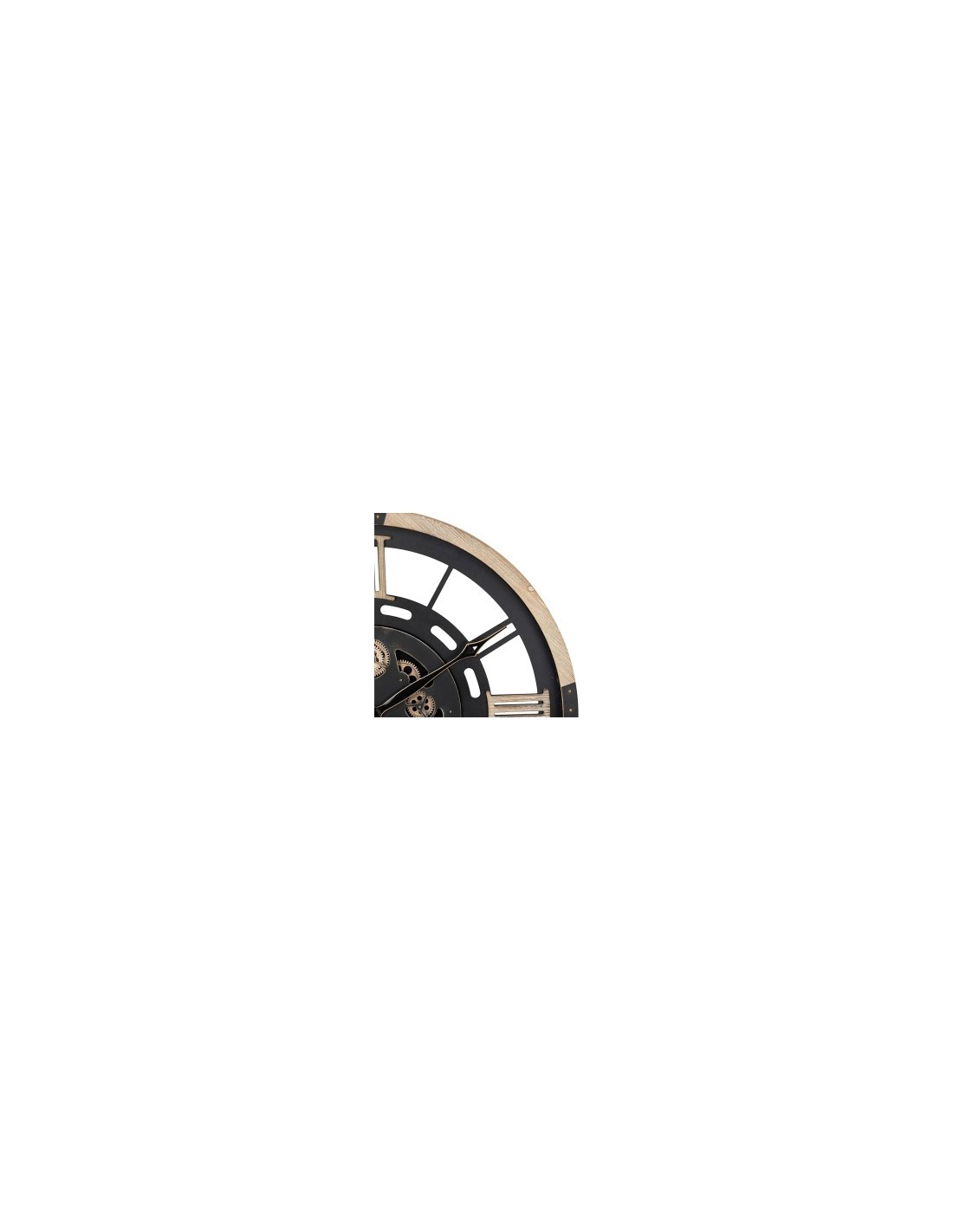 Orologio Industriale Nero Atmosphera D80cm, Design a Ingranaggi in Metallo e Legno con Numeri Romani