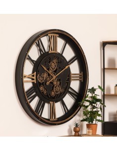 Orologio da Parete Clark, Design Moderno, Metallo Nero, Diametro 100 cm, Eleganza Industriale, Numeri Romani