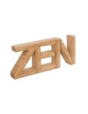 Scritta Zen in Legno 23x10 cm, Soprammobile Decorativo in Mango Beige
