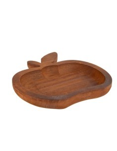 Vassoio Mela 20x22 cm in Legno di Paulownia, Portagioie Elegante e Decorativo