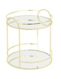 Set Vassoi a Specchio 2 Livelli 20x24 cm in Vetro e Metallo Dorato
